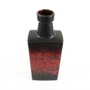 West Germany ceramic vase in black and red, glazed pottery from the 1970s
