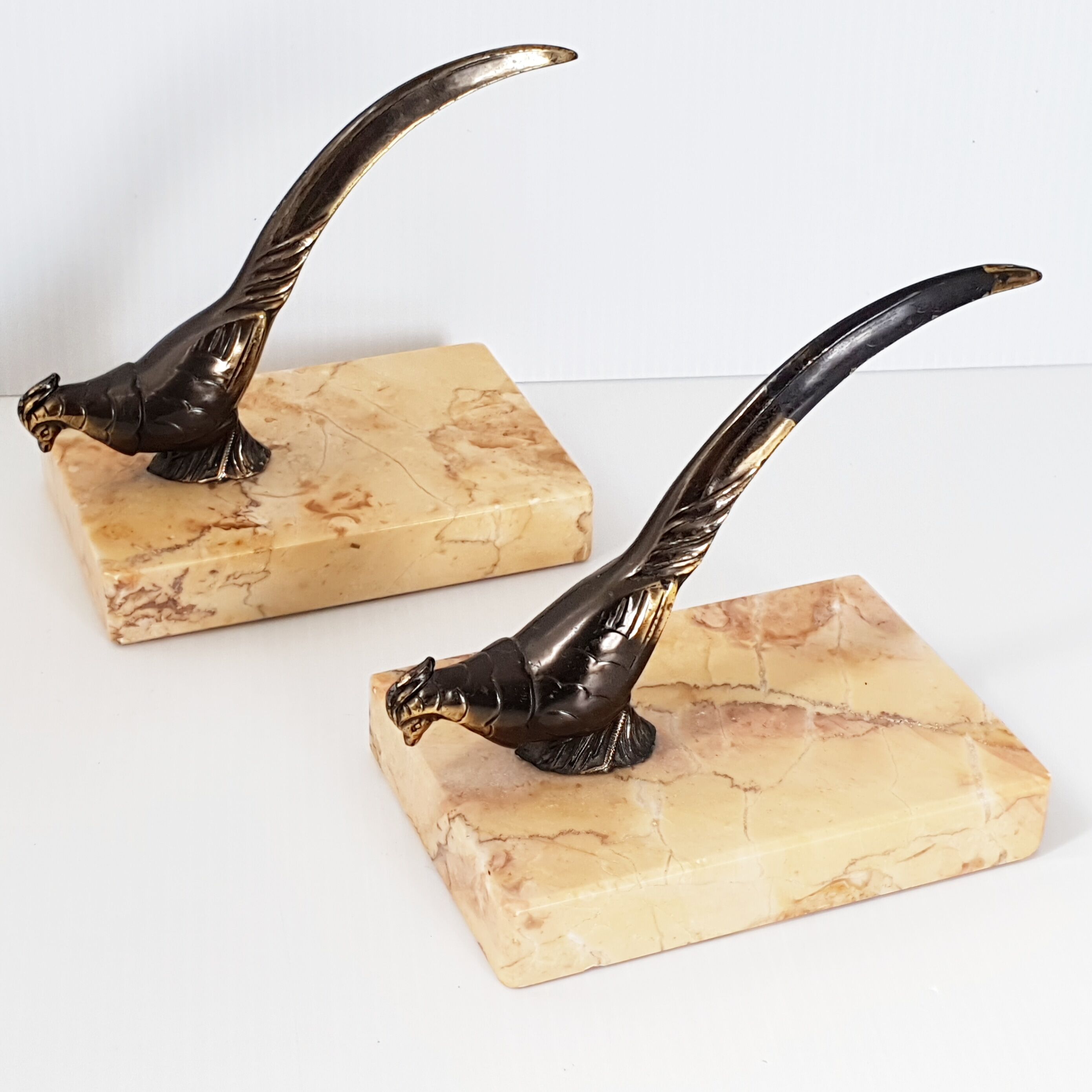Pair of vintage peacock bookends