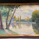 Tableau ancien paysage étude de reflets sur l’eau XXe