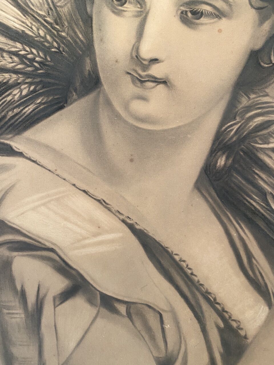 Portrait of a young girl with a bundle of wheat XX century