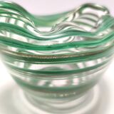 Murano Glass Bowl or Ashtray with Green Canes and Aventurine Glass, Italy