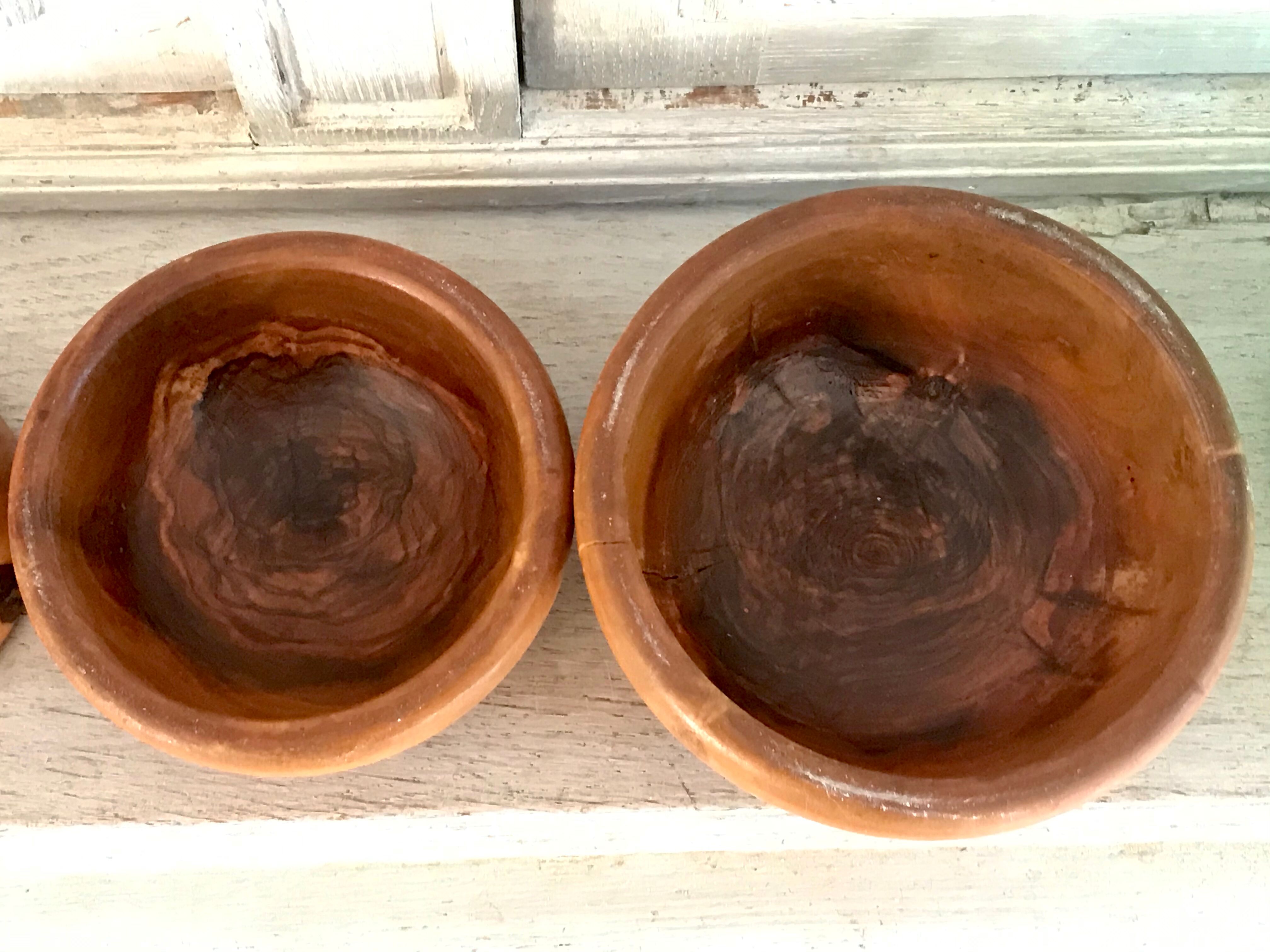 Vintage wooden olive wood bols