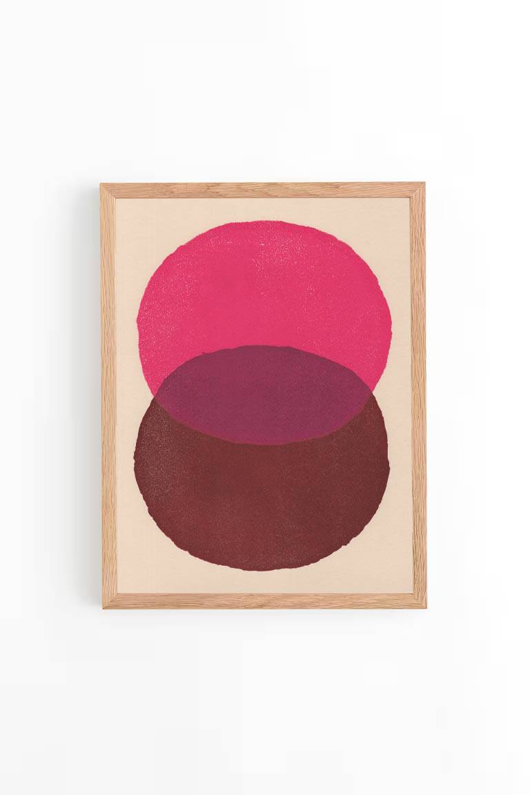 Peinture sur papier 30x40 rose et marron signée Eawy