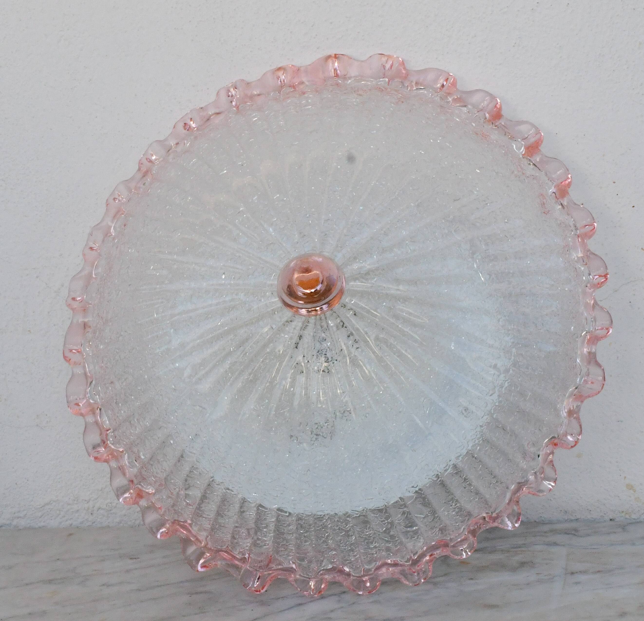 Charming Italian pink Murano glass ceiling fixture, Murano, 1970