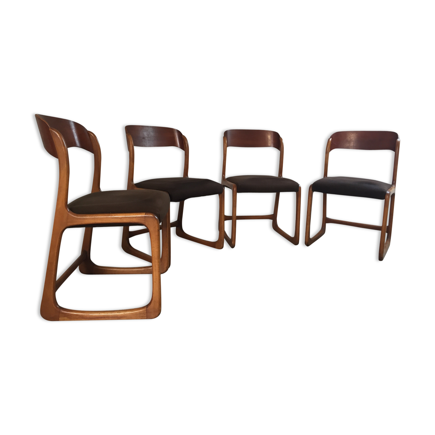 Ensemble de 4 chaises baumann traineau
