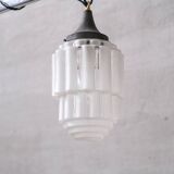 Art Deco 'Sky Scraper' Glass Two Tone Pendant Light