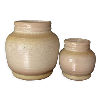 Set of stoneware pots / vases