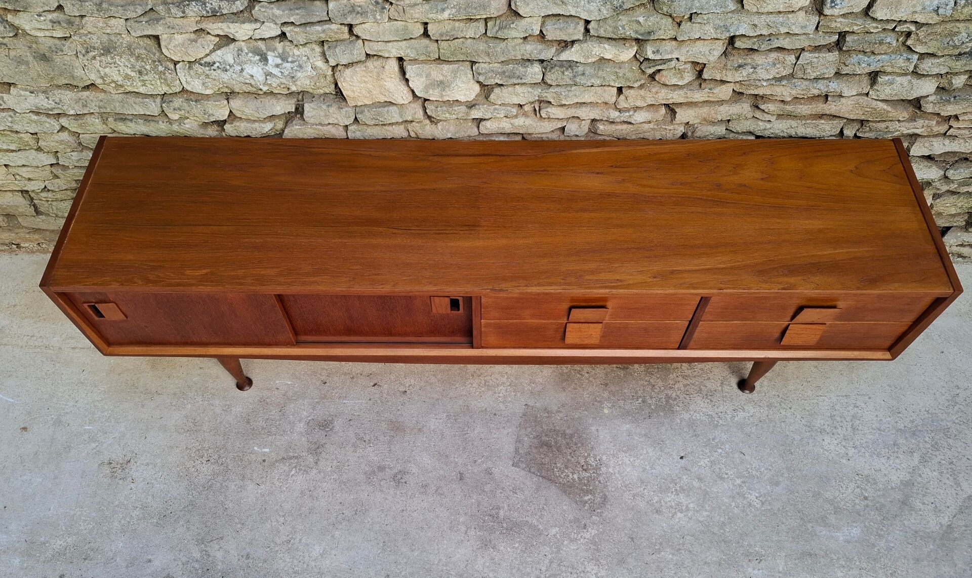 Low teak sideboard 200cm