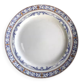 Plat rond modèle ø 34cm, collection colbert, faïencerie creil & montereau.