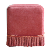Pouf en velours rose à franges