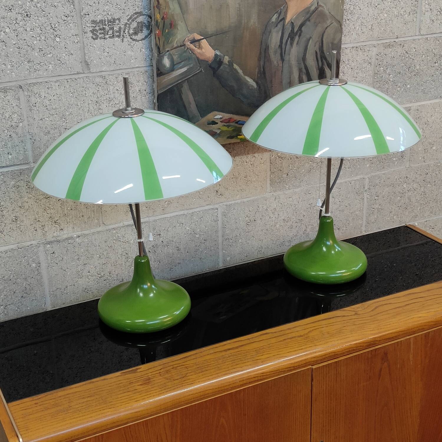 Pair of opaline lamp Space age Czech 1970