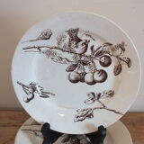 3 plates with hors d'oeuvre in Terre de Fer HB Choisy bird decoration