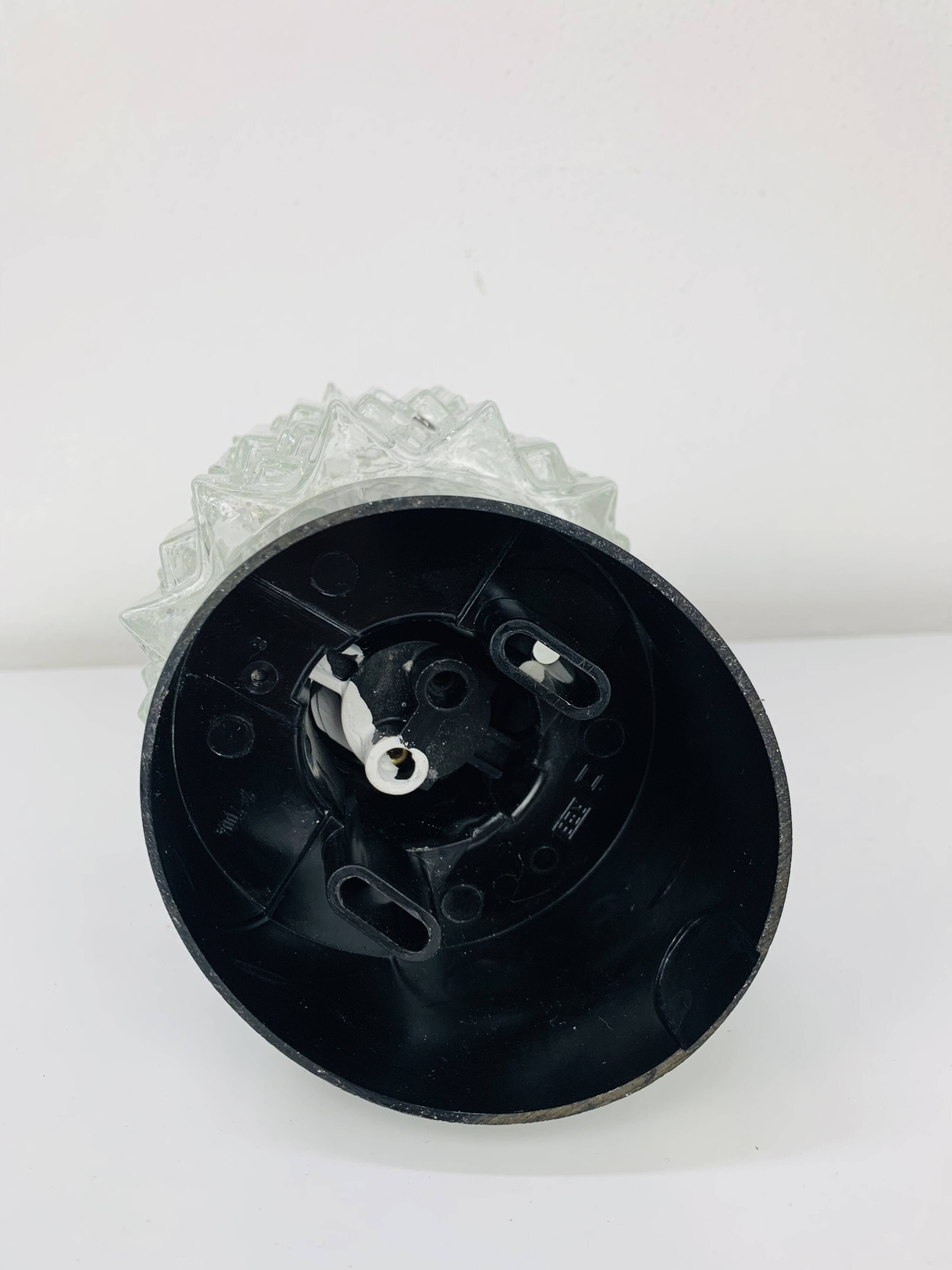 RZB wall lamp, chiseled glass, 1960s, vintage