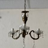Small gilded bronze chandelier and pendants