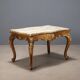 Small antique baroque-style table in carved fir and marble from the 19th century.