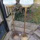Pair of floor lamps gilded brass and glass maison Arlus 1950s