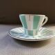 Digoin cup and saucer in green-striped Sarguemines