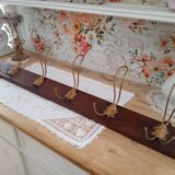 Wall coat rack 6 brass patères form mascarons