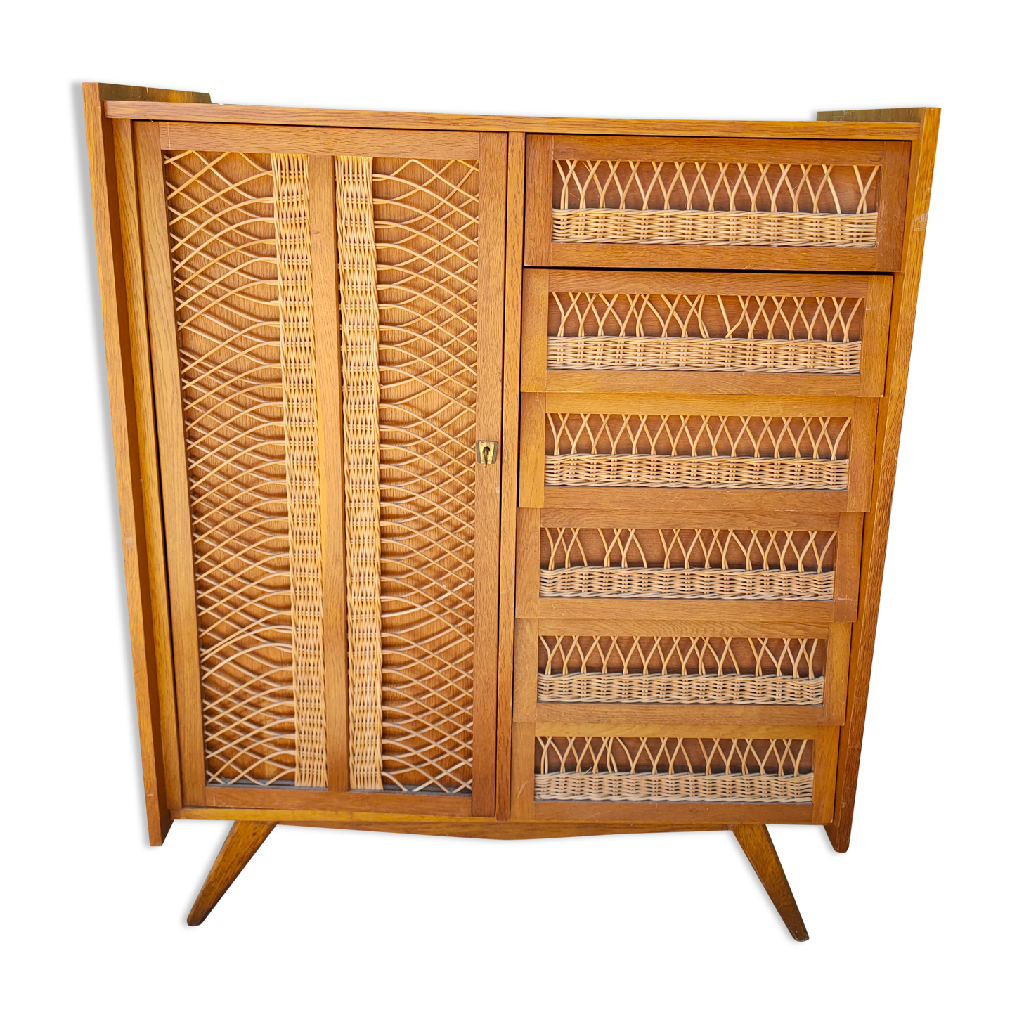 Wardrobe, vintage rattan wardrobe