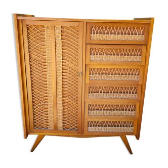 Wardrobe, vintage rattan wardrobe