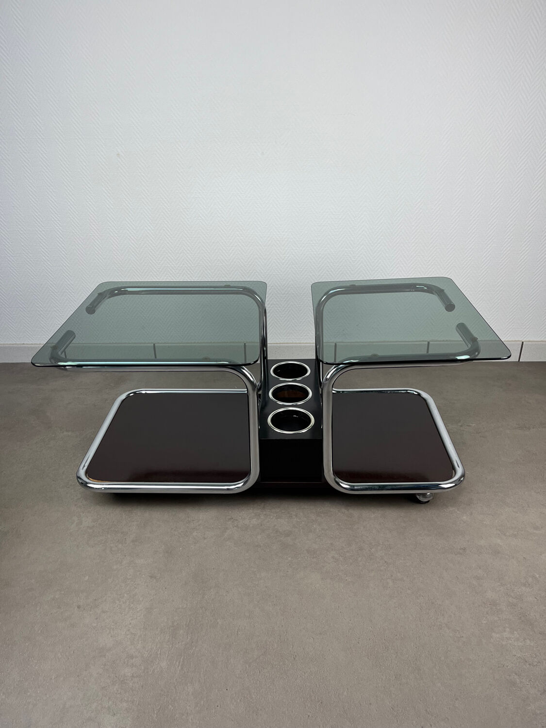 Chrome and smoked glass coffee table from the 70s.