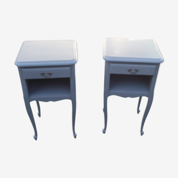 Pair of louis xv style bedsides patinated in grey