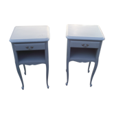 Pair of louis xv style bedsides patinated in grey