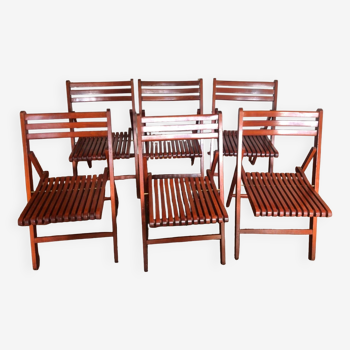 Lot de 6 chaises pliantes vintage Année 60