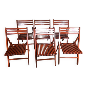 Lot de 6 chaises pliantes vintage Année 60