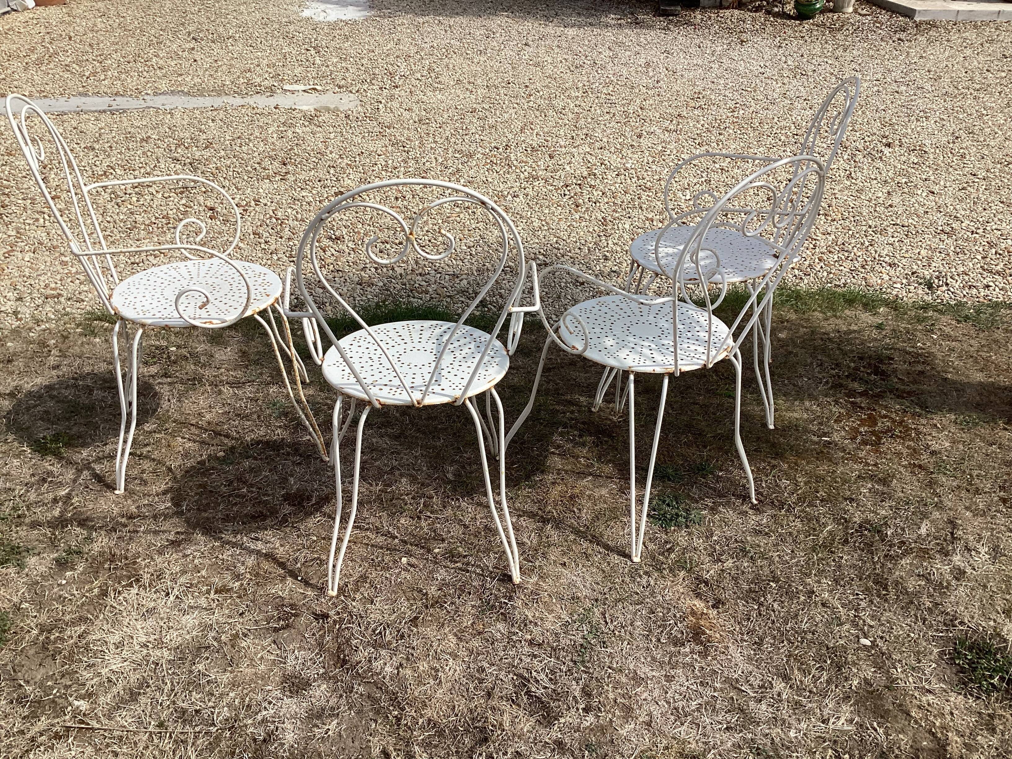 Tin garden armchairs