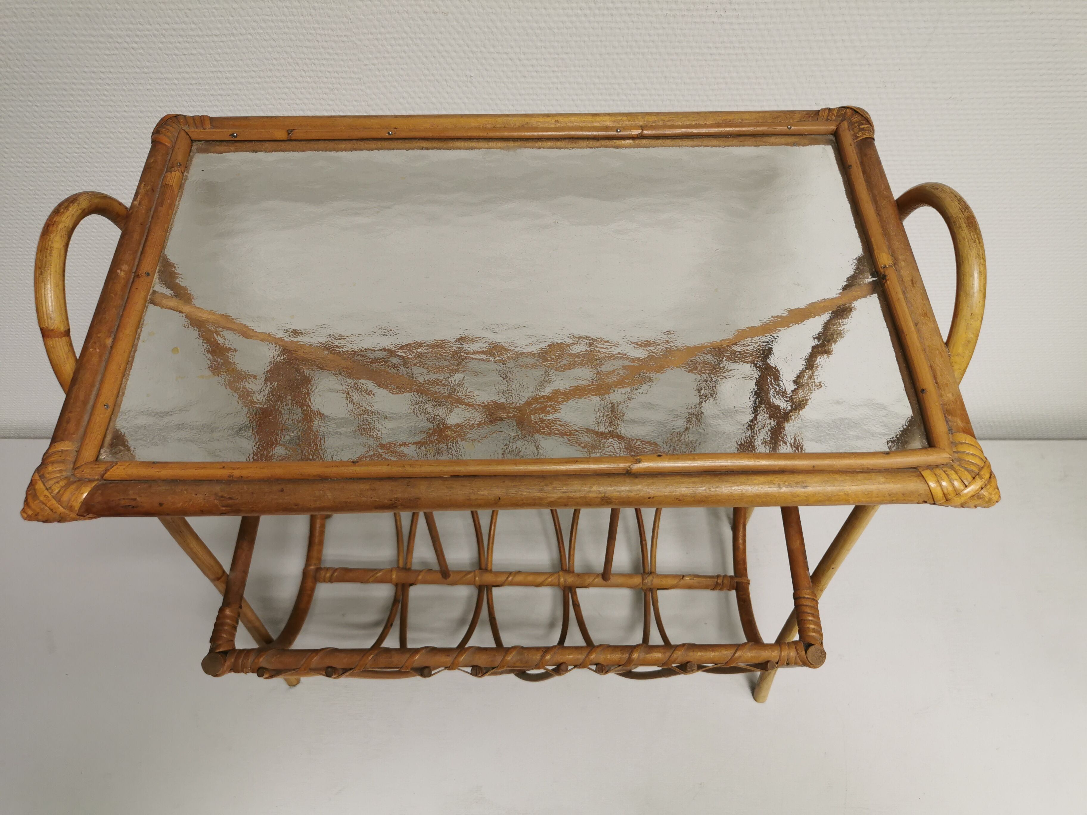 Vintage Review Door with Shelf, Bamboo / Rattan Sofa End