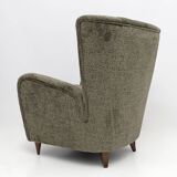 Paolo Buffa Mid-Century Modern Italian Walnut and Coating Boucle Armchair