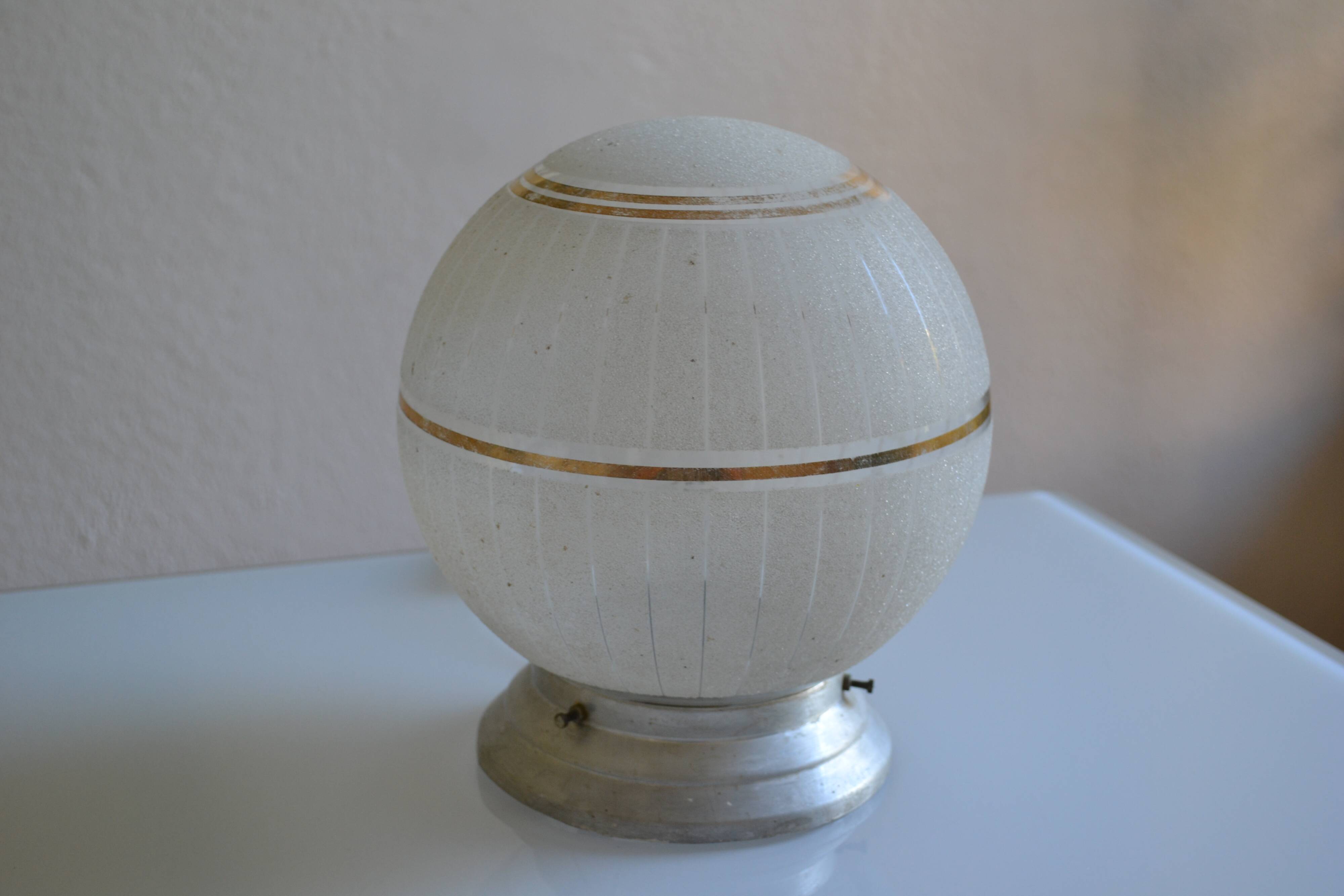 Art deco frosted glass ball table lamp