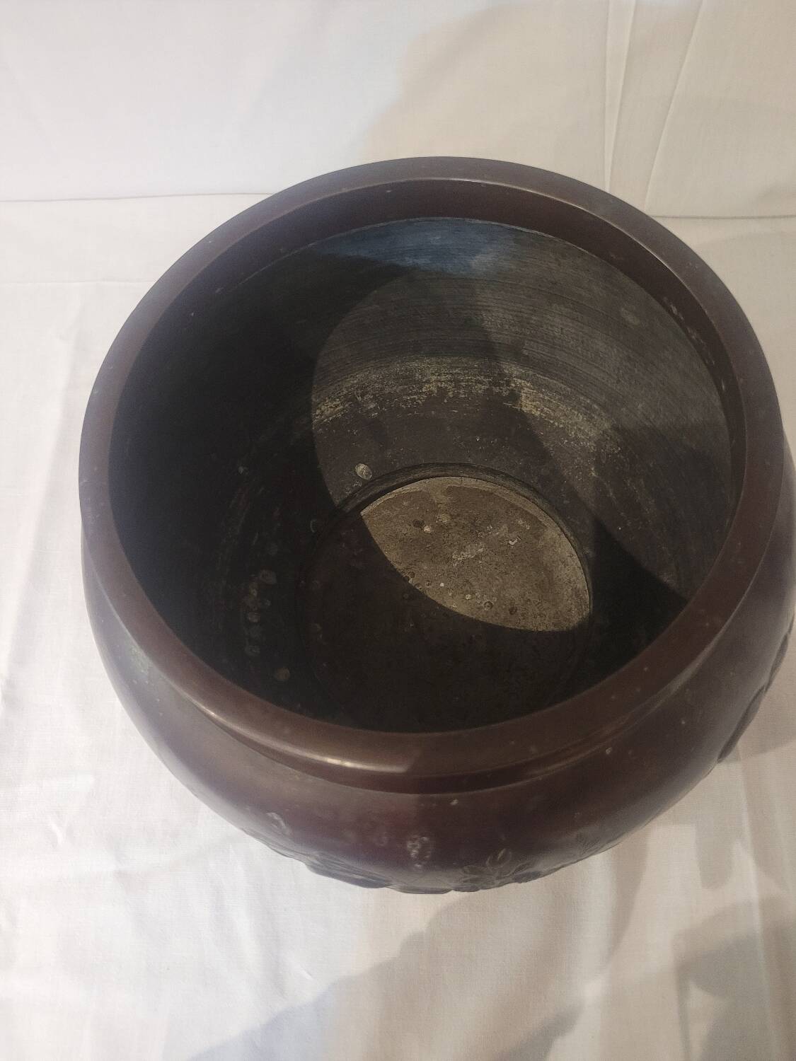 Large bronze plant pot