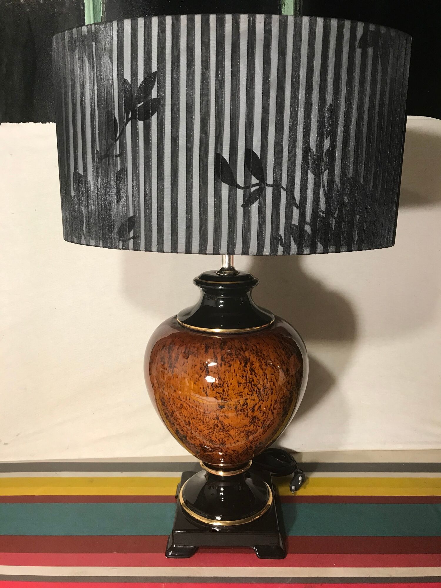 Ancient balustre lamp laurie light ceramics - lamp-day black fabric vintage