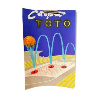 Original 1958 Vintage Poster Lotto Bulgarian Lottery Toto Gambling Casino Sport