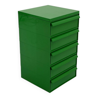 Green cabinet with 5 drawers model “4601” by Simon Fussell for Kartell, 1970