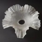 French Vintage 1930s Patterned White Frilled Glass Shade - Art Deco Lightin
