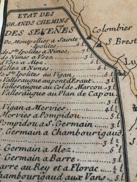 Old map of the Cévennes and GOLD Côtes d'Or