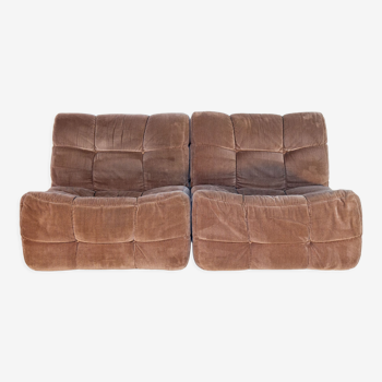 Modular sofa composed of 2 foam and velvet heaters, Beka edition, 1970-80