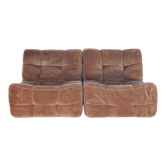Canapé modulable composé de 2 chauffeuses en mousse et velours, édition Beka, 1970-80