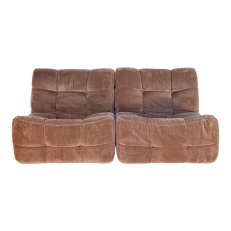 Modular sofa composed of 2 foam and velvet heaters, Beka edition, 1970-80