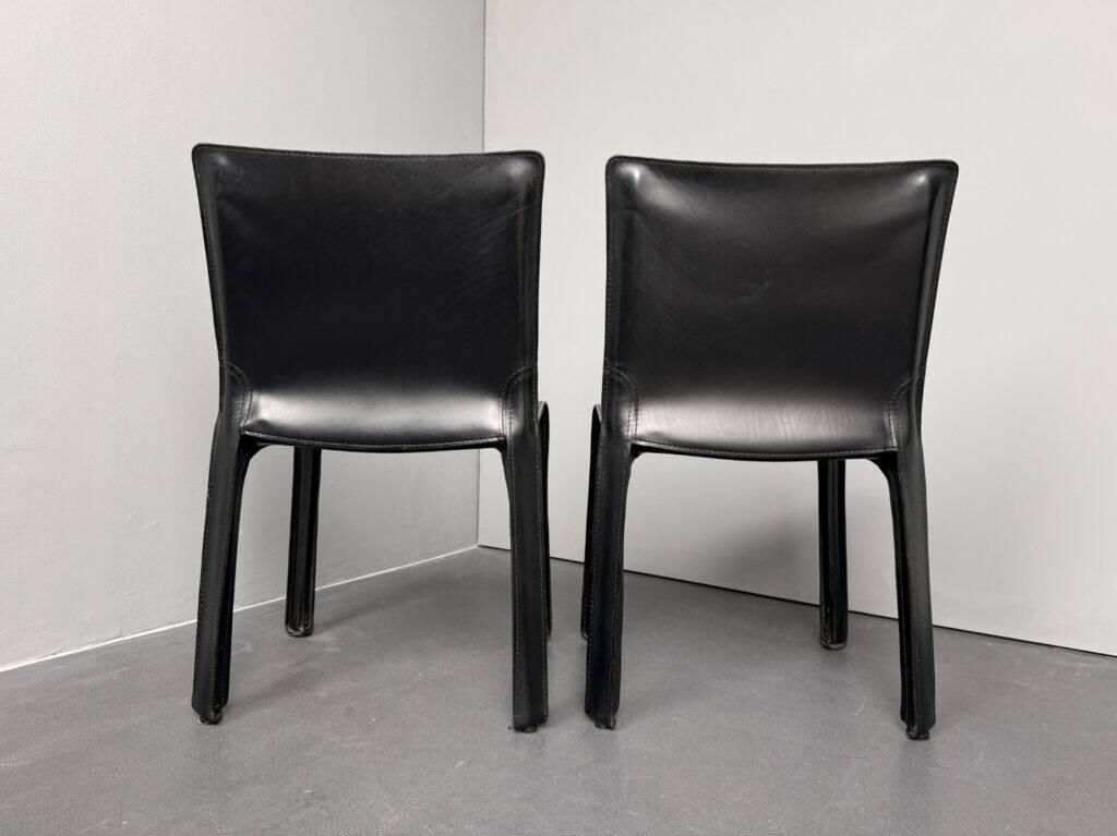 Pair of Cab 412 chairs, saddle leather, by Mario Bellini for Cassina, Italy, 1970s
