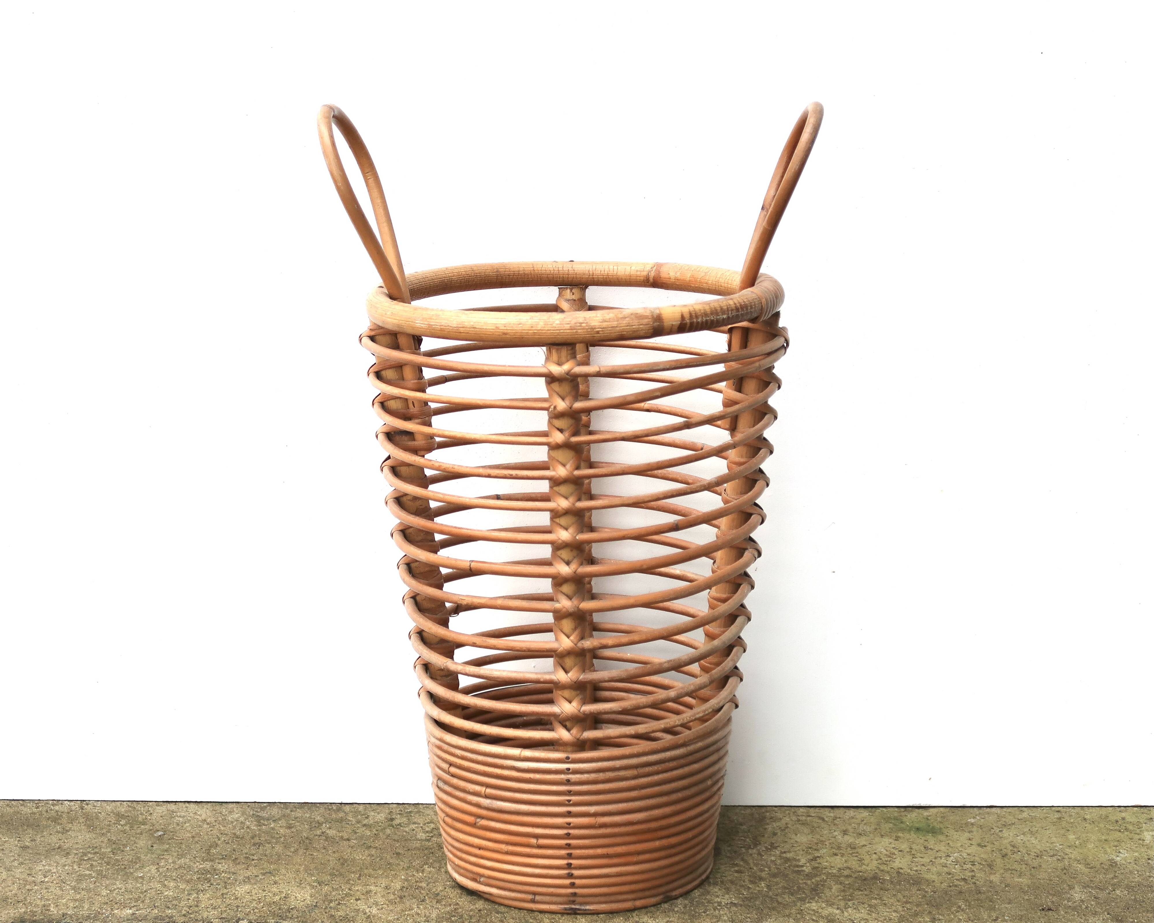 Umbrella stand with rattan and bamboo handles, 1970s