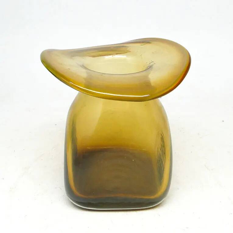 Hat vase, mid-century modern, glass, Poland, 1970s