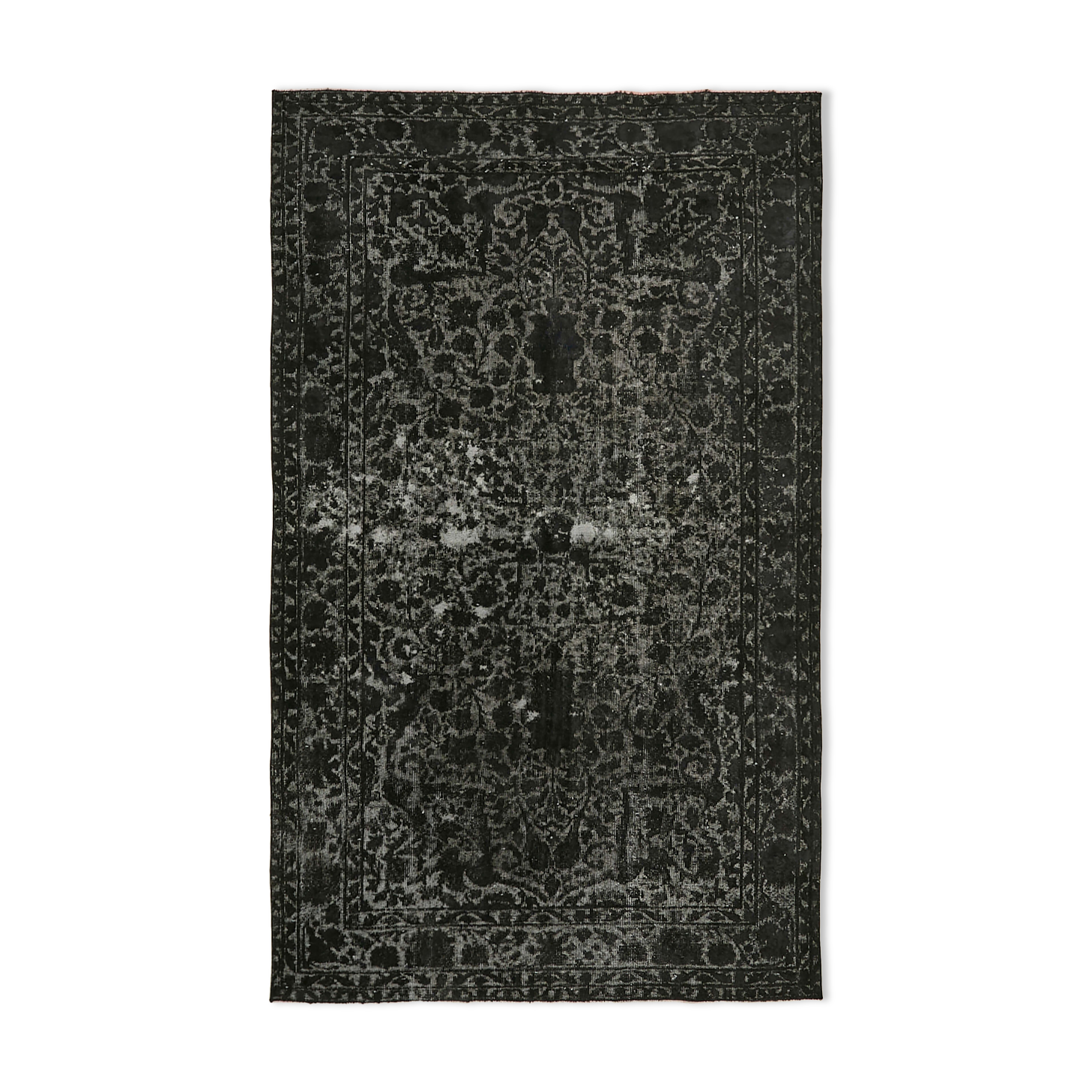 Handwoven Unique Turkish 1980s 165 cm x 267 cm Black Rug