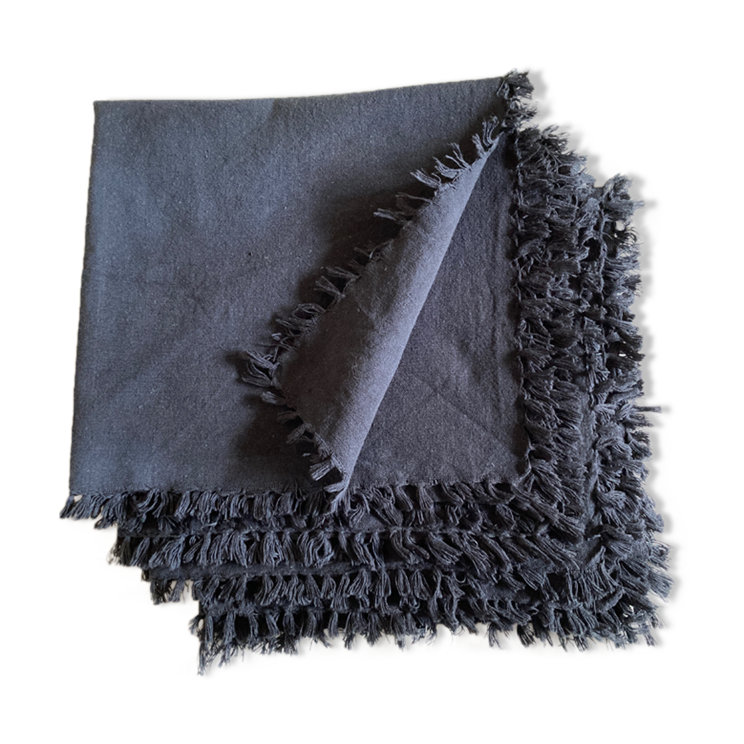 Set of 4 1960 Riviera towels in canvas with knotted fringes