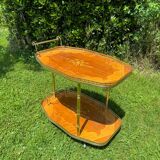 60s marquetry rolling bar trolley