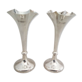 Pair of tulip vases flared collar late 19th century silver goldsmith punches