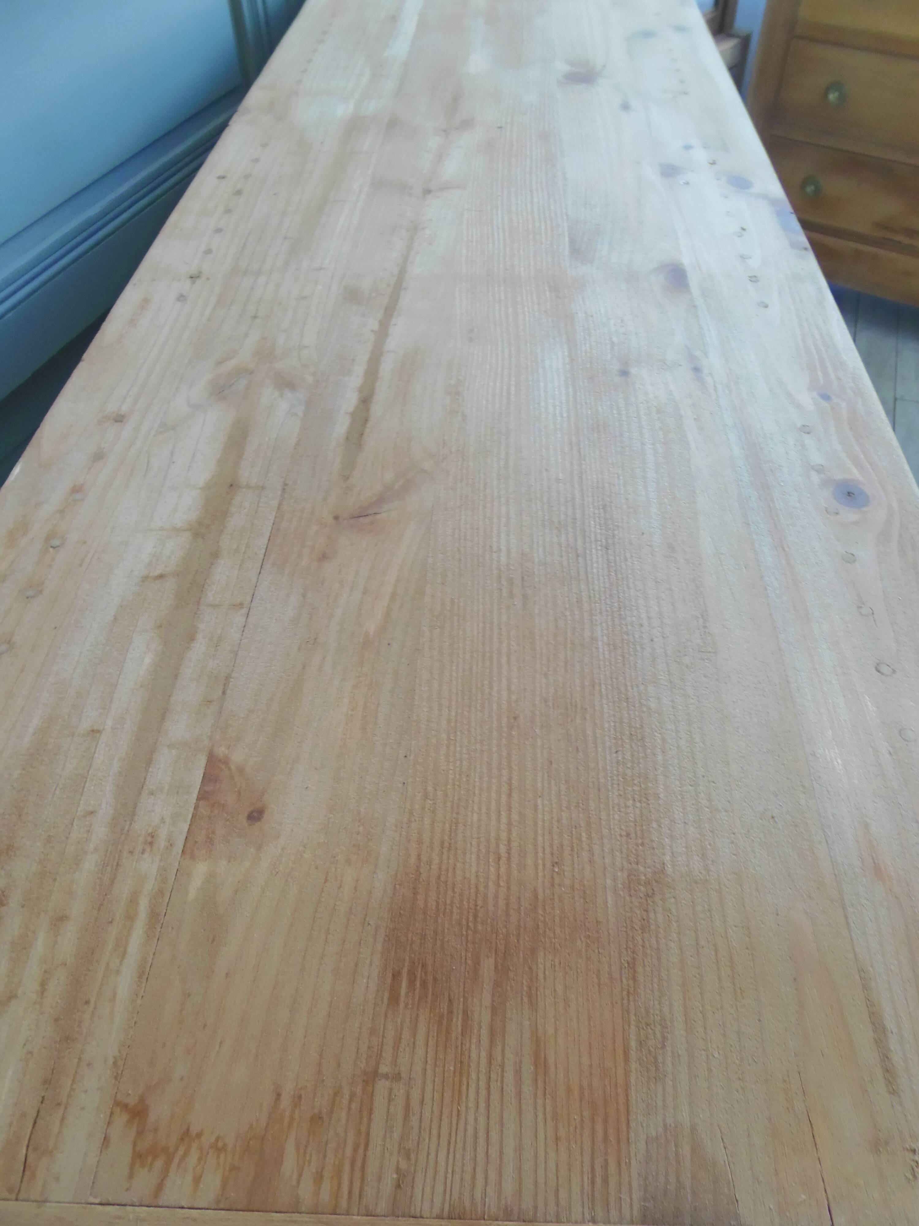 Professional furniture enhanced in verdigris, wooden top.